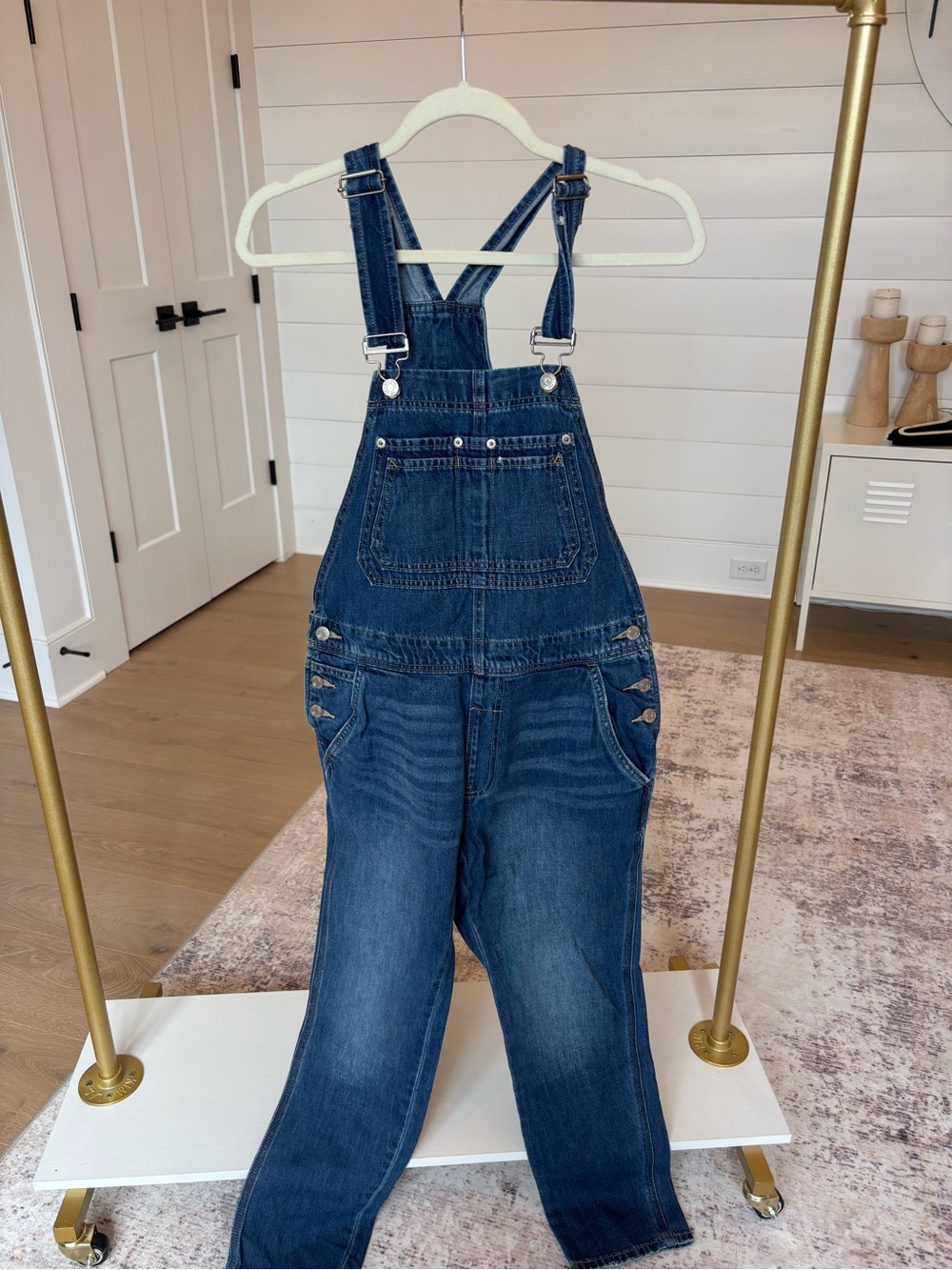 GAP Dark Blue Denim Overalls with Metal Buckles